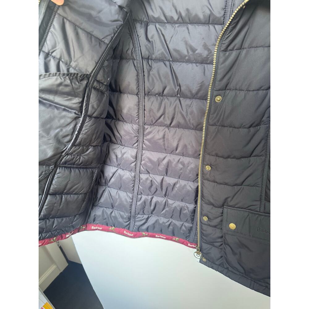 Barbour Winterton Quilted Utility Jacket Black Bird Owl Collar us 12 / uk 16 - Picture 4 of 7
